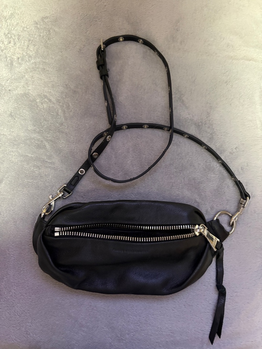 Black Leather Crossbody Belt Bag - Sleek Everyday Carry
